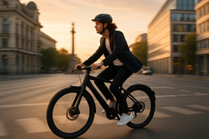 Viajando e-bike por una ciudad europea en 2025, lo que demuestra que e-bikes merecen la pena para los desplazamientos urbanos.