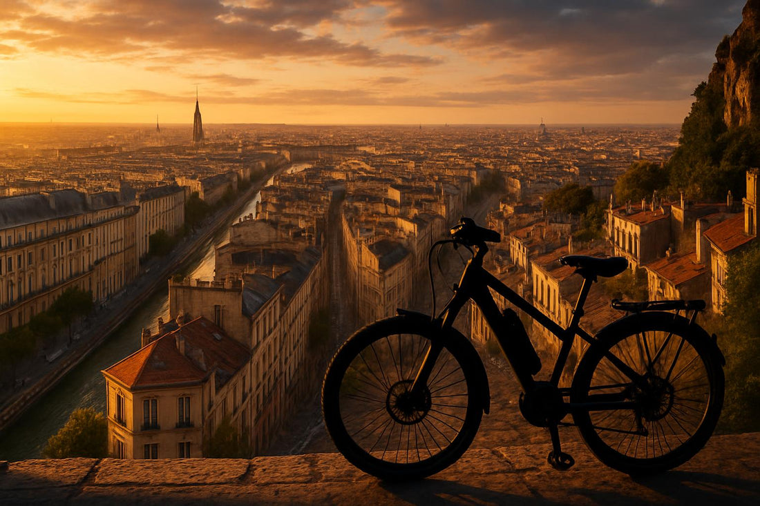 Vista panorámica de París desde Montmartre que muestra la diversidad arquitectónica y las posibilidades para ir en bicicleta